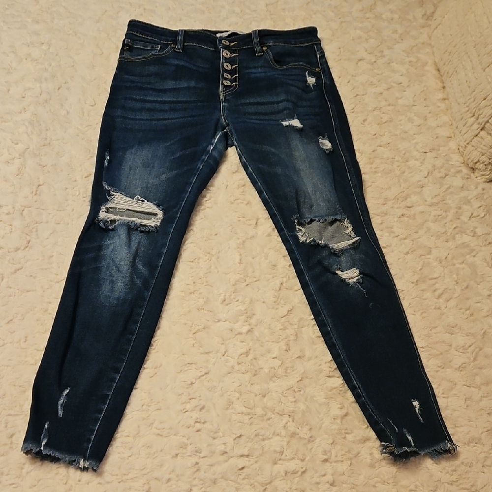 KanCan Dark Blue Distressed Skinny Jeans Size 28